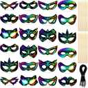 Realspring 120 Pcs Hero Scratch Paper Mask DIY Kids Masks Making Craft Kit for Masquerade Dress up Birthday Party Favor