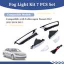 Fog Light Kit 7 PCS Set Fit for Volkswagen Passat 2012 2013 2014 2015 561941700B 561941699B Left Driver＆Right Passenger Side Front Bumper Driving Fog Lamp Bezel w/Chrome Trim＆Wiring Harness