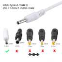 uxcell USB Type-A Male to 3.5 x 1.35mm DC 5V 1A Plug Barrel Connector Charge Cable for USB Fans Desk Lamps Mini Charging Speakers Electronic Devices, White