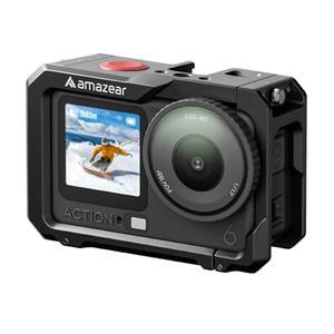 AMAZEAR Metal Protective Case for DJI Osmo Action 6 Accessories, Action6 Pro Multifunction Utility Frame Cage, Stronger Aluminum Housing Hard Cover with Soft Silicone Lens Caps, Black