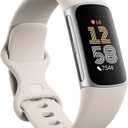 Fitbit Charge 6 Fitness Tracker with Google apps, Heart Rate on Exercise Equipment, 6-Months Premium Membership Included, GPS, Health Tools and More, Porcelain/Silver, One Size (S & L Bands Included)