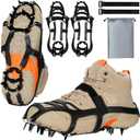 Crampons for Shoes Boots, 18 Spikes Ice Cleats for Women Men, Traction Ice Snow Grip with Alloy Steel Spikes, Heavy Duty Anti-Slip Safe Protect for Walking Hiking Fishing Climbing Shoveling (Lagre)