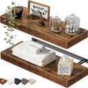 QEEIG Bathroom Floating Shelves for Wall - 15.7" Wall Mounted Shelf Over Toilet Farmhouse Home Decor Display Bookshelf Small 15.7 x 6.7 inch Set of 2, Rustic Brown (008-40BN)