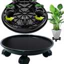 15" Black Plant Caddy, Plant Stand on Wheels Heavy Duty Plant Dolly with Wheels for Moving Heavy Plant Pot Saucers Indoor Outdoor Planter Trolley Casters Rolling Tray (2pcs)
