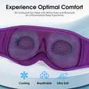MUSICOZY White Noise Sleep Mask Headphones with 16 Soothing Sounds, Bluetooth Sleep Mask 3D Wireless Music Sleeping Headphones for Side Sleeper
