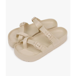 Women's Platform Sandals with Arch Support, Comfortable Thick Soles Ultra Cushion Buckle Foam Slides Thick Soles Flat Sandals With Adjustable Lightweight. US 9, EUR 40