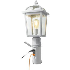 Dusk to Dawn Outdoor Post Light, Multi-Purpose Garden and Fence Pathway Lighting with Socket and Glass Lampshade, Exterior Lamp Post Light Fixtures for Garden, Patio, Pathway, White