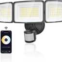 Onforu 100W Smart LED Security Lights Motion Sensor Outdoor 9000LM, 2500K-6500K, WiFi Alexa Flood Light APP Control, Motion Detector with Adjustable 3 Head, IP65 Wall Light for Yard (Black)