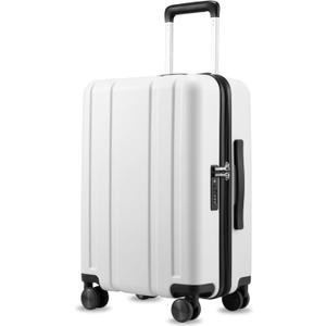 LUGGEX Carry On Luggage 22x14x9 Airline Approved, L2 100% PC Hard Shell Travel Suitcase with Smooth Spinner Wheels, TSA Lock (EX-Core, White, 20 Inch, 40L)