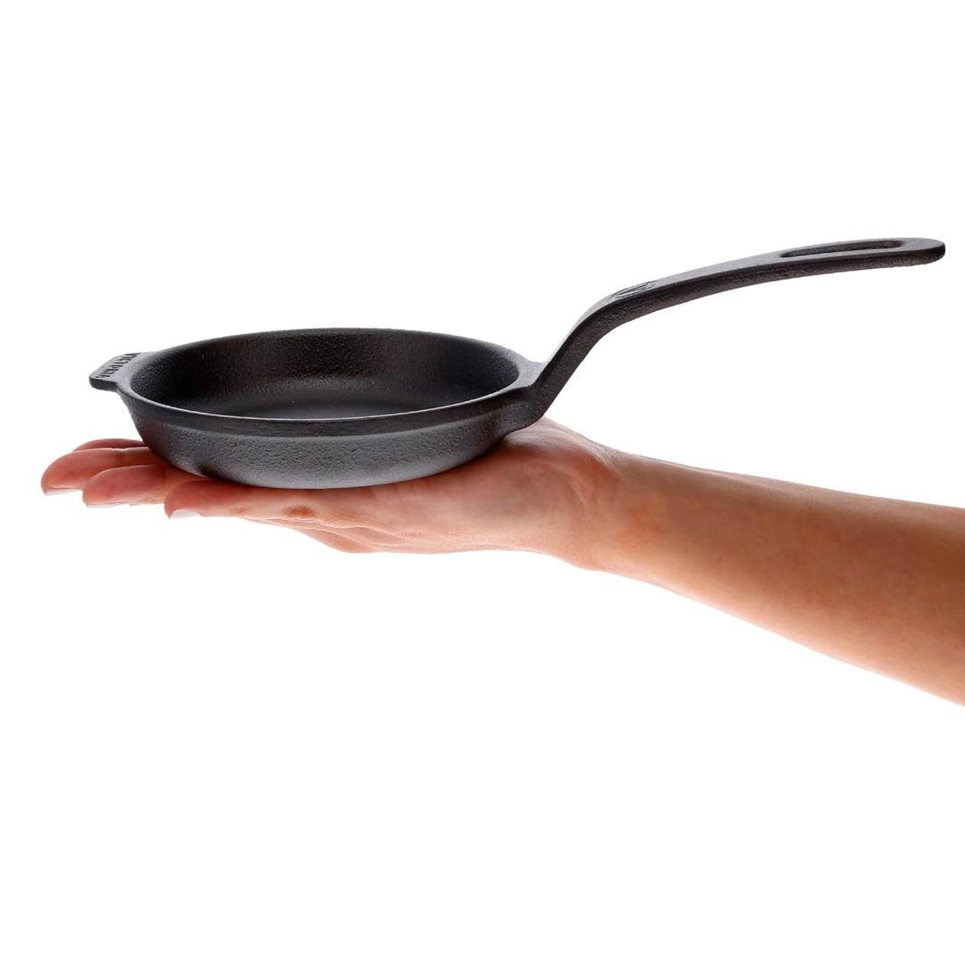 Victoria 4-Inch Cast Iron Skillet, Pre-Seasoned Cast Iron Frying Pan with Long Handle, Made in Colombia