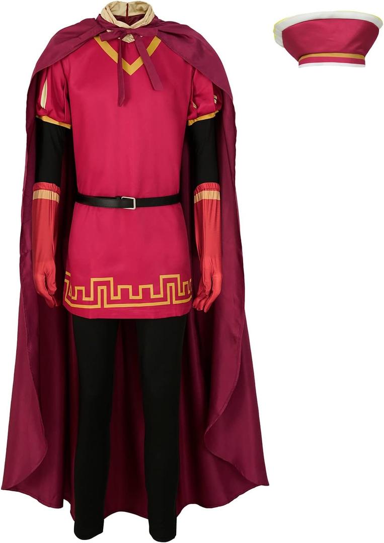 Uisozsfeb Men & Kids Classic Role Lord Costume Halloween Cosplay Red Cloak Top Costumes Robe Cape (Small)