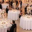 8 Packs 120 Inch White Round Tablecloth in Diameter, Washable Polyester Fabric Tablecloths, Wrinkle Resistant Table Cloth for Wedding Party Banquet Dining
