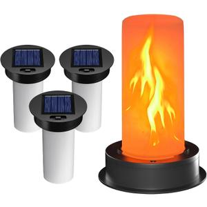 4 Pack Replacement Solar Light Tops with Flickering Flame, Waterproof Outdoor Solar Light Parts for Hot Air Balloon Lanterns (Fits 2.87 to 3.35 Inch Openings), Replacement Kit for Garden Patio Decor
