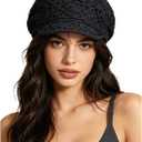 Crochet Lace Slouch Newsboy Cap for Women, Breathable Cabbie Hat, Summer Fashion Headwear