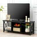 GAZHOME TV Stand for TV up to 55 Inches, TV Cabinet with Open Storage, TV Console Unit with Shelving for Living Room, Entertainment Room, Black, 50 inches