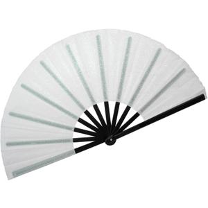 2 x 13" Glitter Large Rave Fans Clap Fans for Line Dancing Folding Clack Handheld Foldable Decorative Fans Hand Fan for Dance, EDM Music Festivals & Parties(White)
