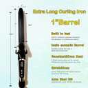 abp 1 Inch Curling Iron Extra Long Barrel with Ceramic Coating for Long/Medium Hair,LED Display Instant Heat up to 450F with clamp,Hair Waving Style Tool Girls & Women