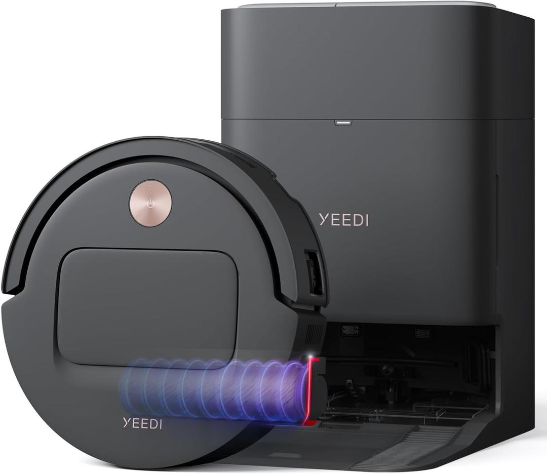 Yeedi M14 Plus Robot Vacuum and Mop, 18, 000Pa Suction, OZMO Roller Instant Self-Washing Mopping, 167℉ Smart Dynamic Hot Wash & Auto-Dry, ZeroTangle 3.0 Anti-Hair Brush, All-in-One Omni Station, Black