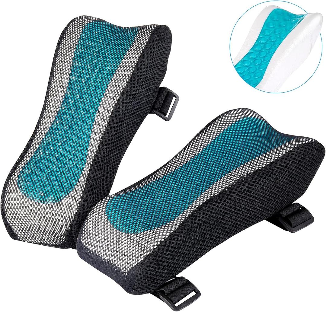 BEAUTRIP Ergonomic Armrest Pads- Office Chair Arm Rest Cover Pillow - Elbow Support Cushion for Computer, Gaming and Desk Chairs (Set of 2, Mesh Cover) (Black With Gel)