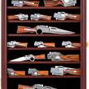 Jinchuan Knife Display Case Pocket Knife Display Stand Military Folding Knife Shadow Box Wall Cabinet with Uv Protection Acrylic Lockable, Cherry