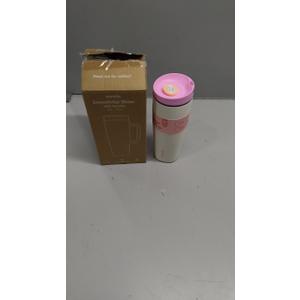 Owala SmoothSip Slider Stainless Steel Insulated Travel Mug, 100% Leak Proof, For Hot and Cold Drinks, Travel Friendly with Sliding Lock Lid, 24 oz, BPA Free, Leak Proof, Pink/Tan (Daybreak)