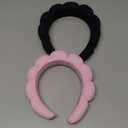 Spa Headbands for Washing Face or Facial, Set of 2 Skincare Headbands, Terry Cloth Headband Wash Combo Pack - Puffy Makeup Washing, Mask, Skin Treatment (Black & Pink)