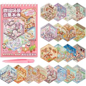 20 Sets DIY 3D House Sticker Scene for Adults, Cute Fun DIY Scenes Therapy Sticker, Crafts Party Favors Goodie Bags Stuffer, Gifts for Friends, Adults, Cute