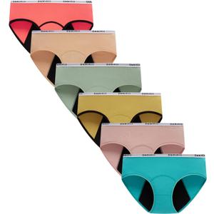 Demifill Teen Girls Period Panties Juniors First Period Starter Underwear Soft Briefs Pack of 6 Multipack (10-12 Years, Color-004)