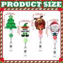 Landical 4 Pack Christmas Badge Reels Retractable Glitter Santa Reindeer Nurse Badge Holder with Swivel Alligator Clip for Christmas Nurse Doctor Office Worker Gift ID Name Tag Decorative Metal Clips