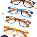 MODFANS 4 Pack Reading Glasses 1.75 Fashion Wood-Look Spring Hinges Stylish Readers Men Women