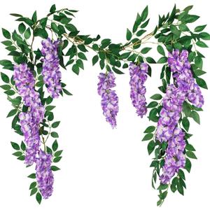 CISDUEO Wisteria Hanging Flowers Wisteria Flowers Vine Garland Wedding Arch Decoration Purple 6.56 Ft Artificial Wisteria Vines Hanging Flower Vines Silk for Party Garden Home Table Backdrop