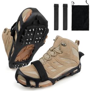 Ice Snow Traction Cleats for Shoes and Boots Non-Slip Crampon Snow Cleats for Winter Walking on Snow and Ice Boots Cleats for Men Women Walking Jogging Hiking (Small(3.5-5men/5.5-7women), 24 Steel Crampons)