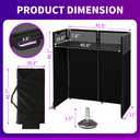 LUCKUP Portable DJ Facade Booth Table with Wheels, 41L x 20W DJ Stand Facade with Adjustable Feet, 2-Color Scrims & Carry Bag, Foldable DJ Booth for Weddings, Parties, Mobile DJs