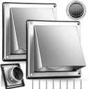 Gisafai 2 Pcs 4" Dryer Vent Cover Outdoor Walls Dryer Exhaust Vent Cover External Dryer Vent Cap Stainless Steel Outside Dryer Vent Hood Cushioned Non Return Flap with Sealing Gasket Grille Screen