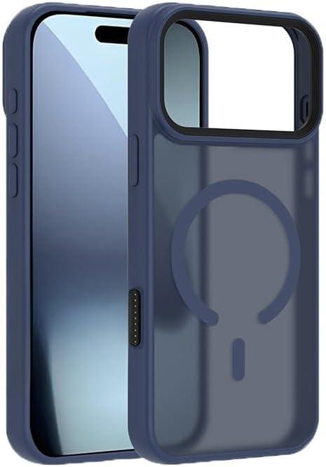 Magnetic Series for iPhone 17 Pro Max Case,Compatible with Magsafe,Translucent Matte Slim Anti-Fingerprint,Soft TPU & Hard PC Military Grade Drop Protection Shockproof Cover,Blue