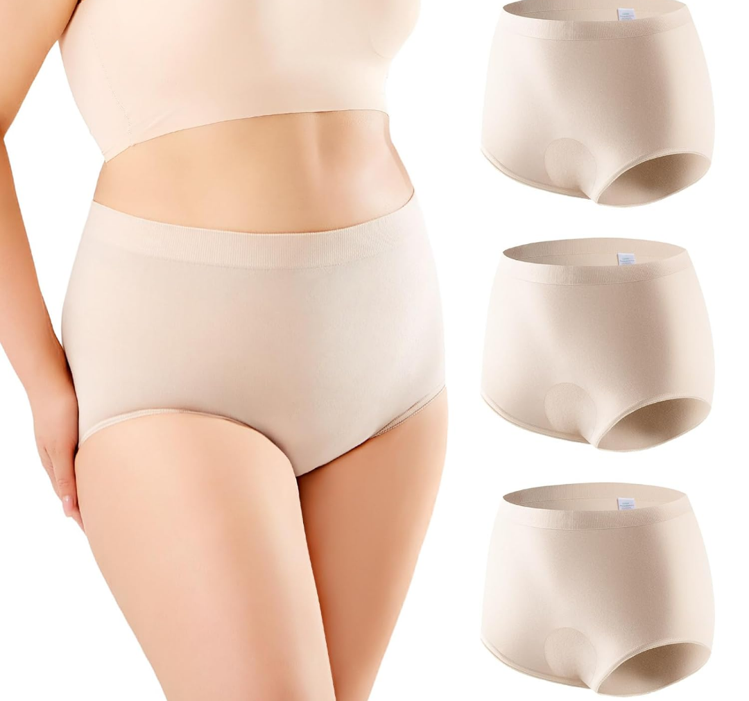 Incontinence Underwear for Women 3PCS Washable Seamless Leakproof Underwear Reusable 120ML Incontinence Panties for Bladder Leak Proof Underwear for Women for Daily Leakage, Large