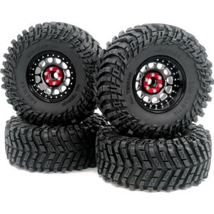 HOBBYSOUL Height 5.0''/127mm Tires 2.2'' Tyres & 2.2 Beadlock Wheels Adjustable 4 Offsets Rims for RC Mud Crawler Trail Gen8 Everest 10 gen 7 Pro/Axial Capra Wraith,HS701234 (Black)