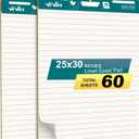 ViVin Lined Sticky Easel Pad, 25 x 30 Inches Flip Chart Paper for Teachers and Students, Large Self Stick Easel Paper, Teacher Anchor Chart, 30 Sheets/Pad, 2 Pads/Pack