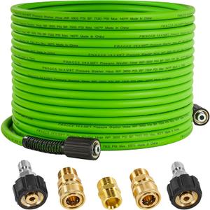 PWACCS Pressure Washer Hose for Power Washer 3600 PSI Kink Resistant Pressure Washing Extension Hose 50 FT x 1/4" Universal Electric Power Wash Hose for Replacement Compatible with M22 Fittings