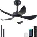 Ceiling Fans with Lights and Remote,30 Inch Smart Ceiling Fan,Reversible,Noiseless,Small Black Ceiling Fan for Bedroom Kitchen Indoor/Outdoor Patio