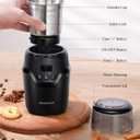 SHARDOR Adjustable Coffee Grinder Electric, Super Silent Electric Coffee Bean Grinder with Time-Memory Adjustment and Multi-Functional Stainless Steel Cup for Spices, Herbs, and Nuts Grinding, Gray