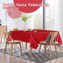 RUDONG M 1 Pack 54 x 54 Inch Square Tablecloth, Red Satin Tablecloth, Silky Satin Square Table Cloth, Bright Smooth Satin Table Cover for Wedding, Banquet, Party Dinning Decoration