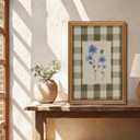 Gold Framed Wall Art, Blue Floral Canvas Art Prints, 16x24in