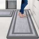 Mattitude Kitchen Mats Set of 2 Cushioned 0.47 inch Kitchen Rugs Non-Skid Rug Sets Ergonomic Comfort Standing Mat for Kitchen, Floor, Office, Sink, Laundry, Gray