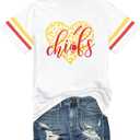 Game Day Shirt Women: Team Fan T-Shirt Cute Football Heart Graphic Tees Casual Season Short Sleeve Tops (White, M)