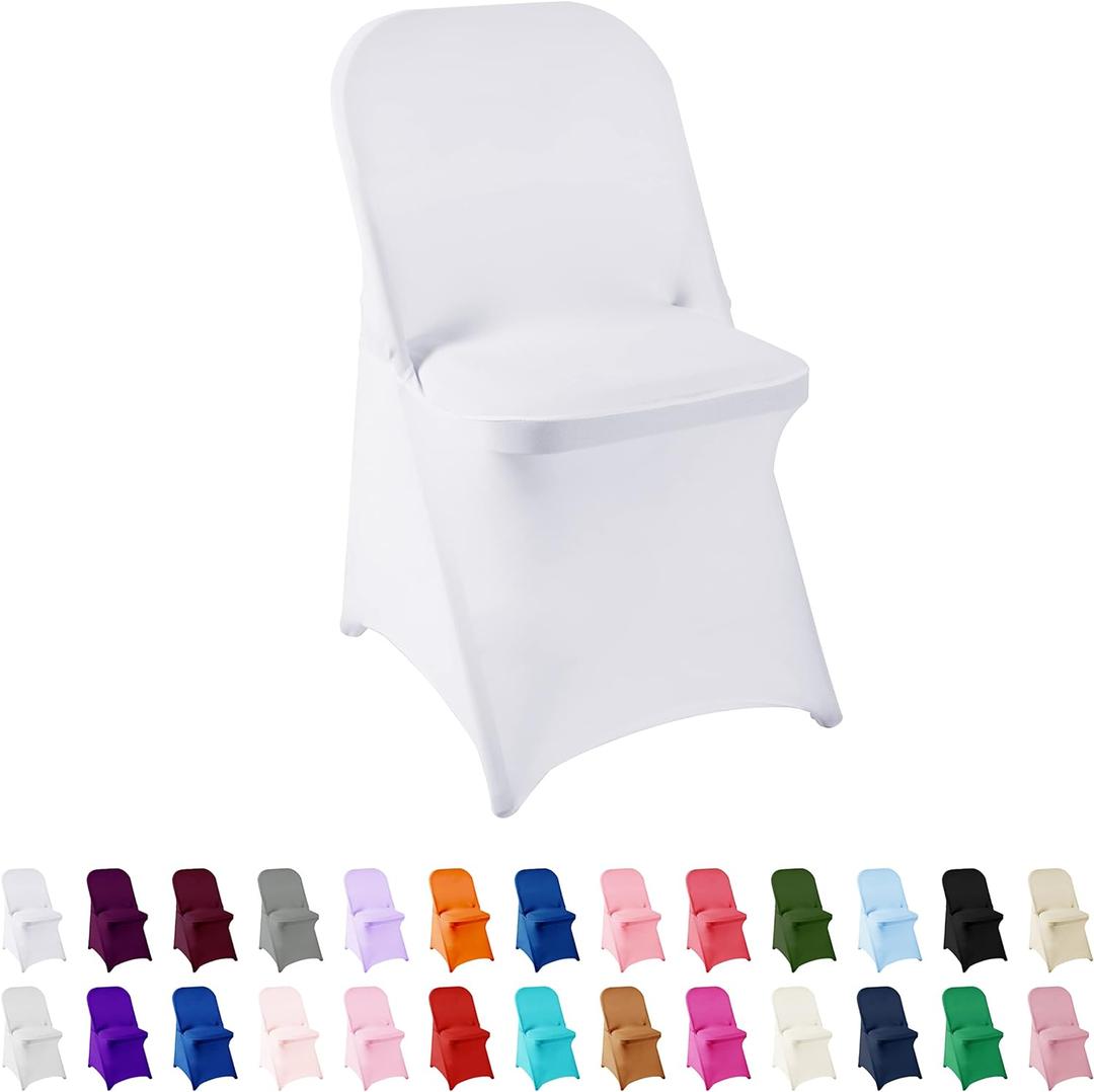 Spandex Chair Cover,25PCS,Living Room Folding Chair Covers,Removable Chair Covers Washable Protector Stretch Chair Cover for Party, Banquet,Wedding Event,Hotel(White)