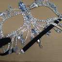 Rhinestone Masquerade Mask for Women - Silver Mardi Gras Mask Half Face Crystal Masks Costume Prom Accessories