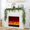 9FT Artificial Christmas Norfolk Pine Garlands,Real Touch Thickness Realistic Green Greenery Evergreen Cedar Garland,Winter Garland for Mantel, Fireplace,Stair Holiday Party Indoor Outdoor Decorations