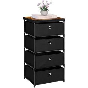 Fabric Storage Dresser with 4 Drawers, Small Chest of Drawers Clothes Organizer and Storage Tower for Bedroom, Fabric Storage Bin Organizer, Black