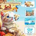 Puzzles for Kids Ages 6-8 8-10, 200 Piece Jigsaw Puzzles for Kids and Adults - Beach Kitten, Learning Educational Puzzles Toys for Boys and Girls
